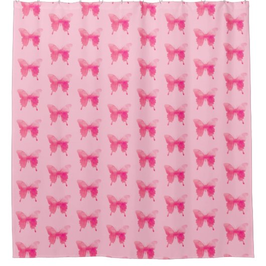 Waterverf Butterfly - Fuchsia and Pink Douchegordijn (Voorkant)