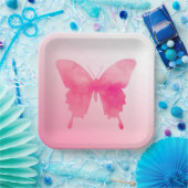 Waterverf Butterfly - Fuchsia and Pink Papieren Bordje (Feest)