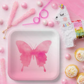 Waterverf Butterfly - Fuchsia and Pink Papieren Bordje (Feest)