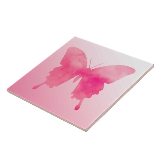 Waterverf Butterfly - Fuchsia and Pink Tegeltje (Zijkant)