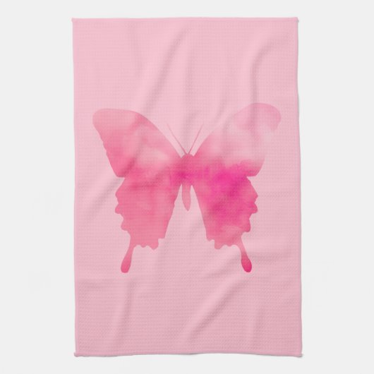 Waterverf Butterfly - Fuchsia and Pink Theedoek (Verticaal)