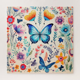 Waterverf Butterfly Garden | grillige bloem Legpuzzel