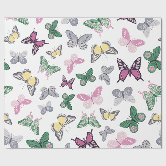 Waterverf Butterfly Garden Pattern Cadeaupapier (Vlak)