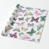 Waterverf Butterfly Garden Pattern Cadeaupapier (Uitgerold)