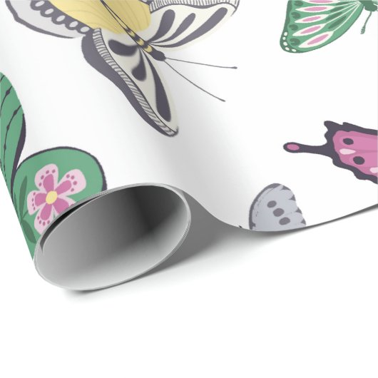 Waterverf Butterfly Garden Pattern Cadeaupapier (Rol Hoek)