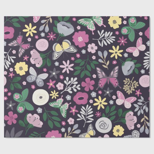Waterverf Butterfly Garden Pattern Cadeaupapier (Vlak)