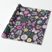 Waterverf Butterfly Garden Pattern Cadeaupapier (Uitgerold)