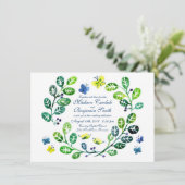 Waterverf Butterfly Garden Wedding Invitations Kaart (Staand voorkant)