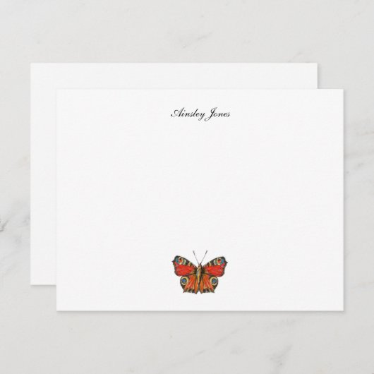 Waterverf Butterfly gepersonaliseerde flat Bedankkaart (Voorkant / Achterkant)