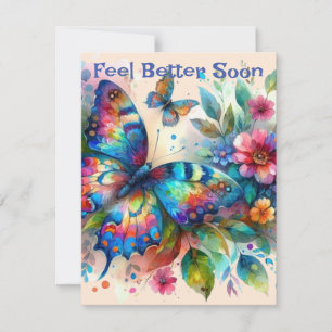 Waterverf Butterfly Get Well Soon Wenskaart