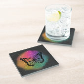 Waterverf Butterfly Glazen Onderzetter (Schuin)