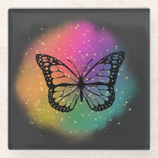 Waterverf Butterfly Glazen Onderzetter (Voorkant)