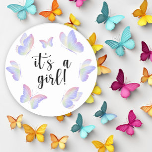 Waterverf Butterfly Het is een Baby shower voor me Ronde Sticker