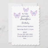 Waterverf Butterfly Invite voor Birthday Party Kaart (Achterkant)