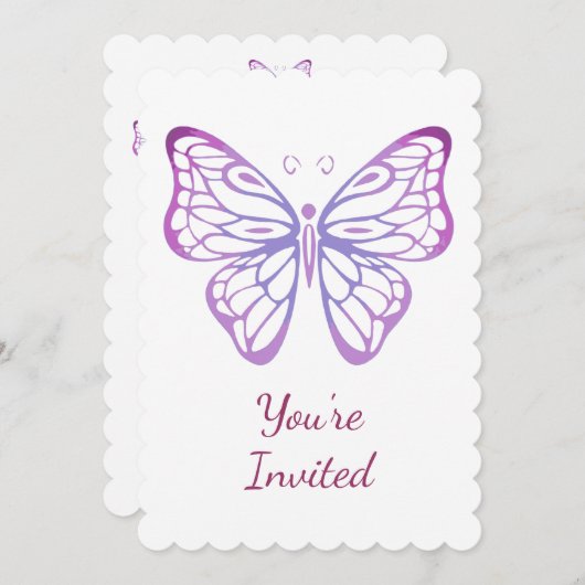 Waterverf Butterfly Invite voor Birthday Party Kaart (Voorkant / Achterkant)