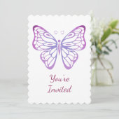 Waterverf Butterfly Invite voor Birthday Party Kaart (Staand voorkant)