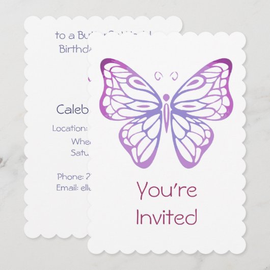 Waterverf Butterfly Invite voor Birthday Party Kaart (Voorkant / Achterkant)