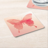 Waterverf Butterfly - Koraal en Perzik Kartonnen Onderzetters (Schuin)