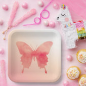 Waterverf Butterfly - Koraal en Perzik Papieren Bordje (Feest)