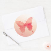 Waterverf Butterfly - Koraal en Perzik Ronde Sticker (Envelop)