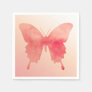 Waterverf Butterfly - Koraal en Perzik Servet