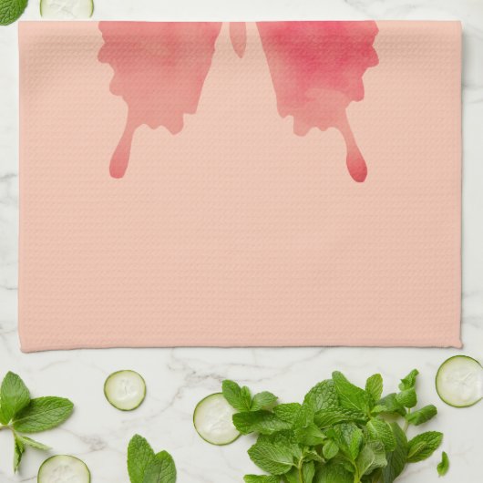 Waterverf Butterfly - Koraal en Perzik Theedoek (Gevouwen)