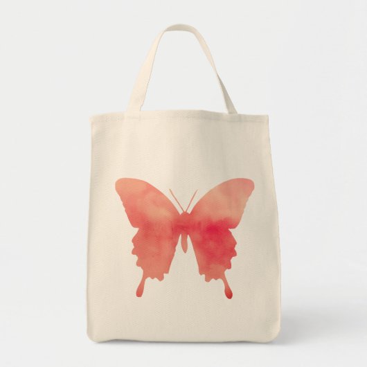 Waterverf Butterfly - Koraal en Perzik Tote Bag (Voorkant)
