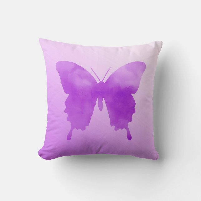 Waterverf Butterfly - Lavender and Violet Kussen (Voorkant)