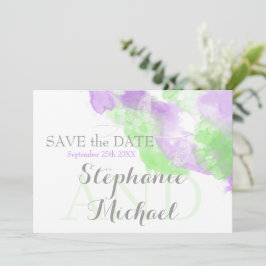 Waterverf Butterfly Lila Matcha Green Splash Save The Date
