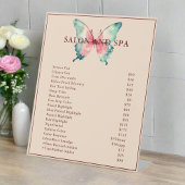 Waterverf Butterfly Logo Blush Pink Prijslijst Reclamebord Met Voetstuk