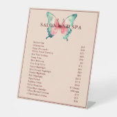 Waterverf Butterfly Logo Blush Pink Prijslijst Reclamebord Met Voetstuk (Voorkant)