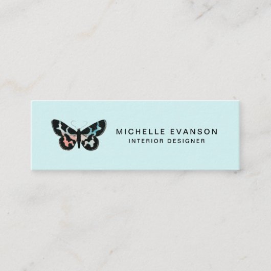 Waterverf Butterfly Logo Mint Green Mini Visitekaartje (Voorkant)