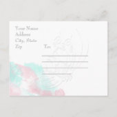 Waterverf Butterfly Minted Blush Save the Date Aankondigingskaart (Achterkant)