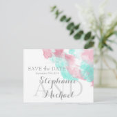 Waterverf Butterfly Minted Blush Save the Date Aankondigingskaart (Staand voorkant)