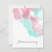 Waterverf Butterfly Minted Blush Wedding Aankondiging (Voorkant)