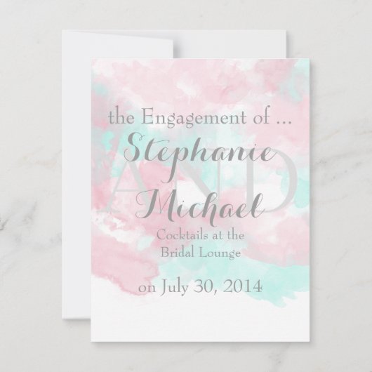 Waterverf Butterfly Minted Blush Wedding Aankondiging (Achterkant)