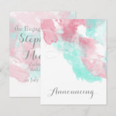 Waterverf Butterfly Minted Blush Wedding Aankondiging (Voorkant / Achterkant)
