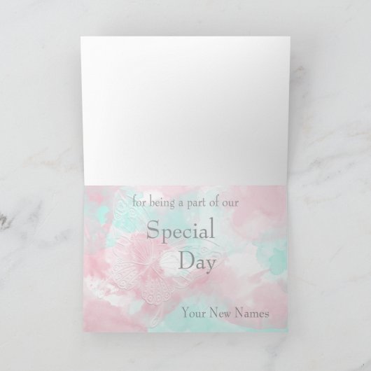 Waterverf Butterfly Minted Blush Wedding Bedankkaart (Binnen)