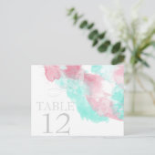 Waterverf Butterfly Minted Blush Wedding Briefkaart (Staand voorkant)