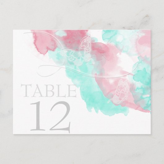 Waterverf Butterfly Minted Blush Wedding Briefkaart (Voorkant)