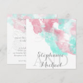 Waterverf Butterfly Minted Blush Wedding Kaart (Voorkant / Achterkant)