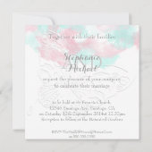 Waterverf Butterfly Minted Blush Wedding Kaart (Achterkant)