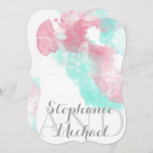 Waterverf Butterfly Minted Blush Wedding Kaart (Voorkant / Achterkant)