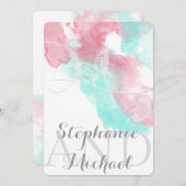 Waterverf Butterfly Minted Blush Wedding Kaart (Voorkant / Achterkant)