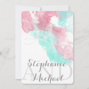 Waterverf Butterfly Minted Blush Wedding Kaart