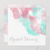 Waterverf Butterfly Minted Blush Wedding Kaart (Voorkant / Achterkant)