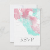 Waterverf Butterfly Minted Blush Wedding RSVP Kaartje (Voorkant)