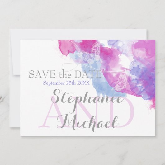 Waterverf Butterfly Mixed Berries SavetheDate Save The Date (Voorkant)