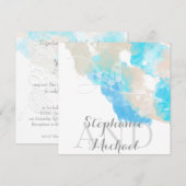Waterverf Butterfly Ocean Shore bruiloft Uitnodige Kaart (Voorkant / Achterkant)