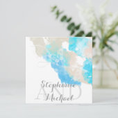 Waterverf Butterfly Ocean Shore bruiloft Uitnodige Kaart (Staand voorkant)